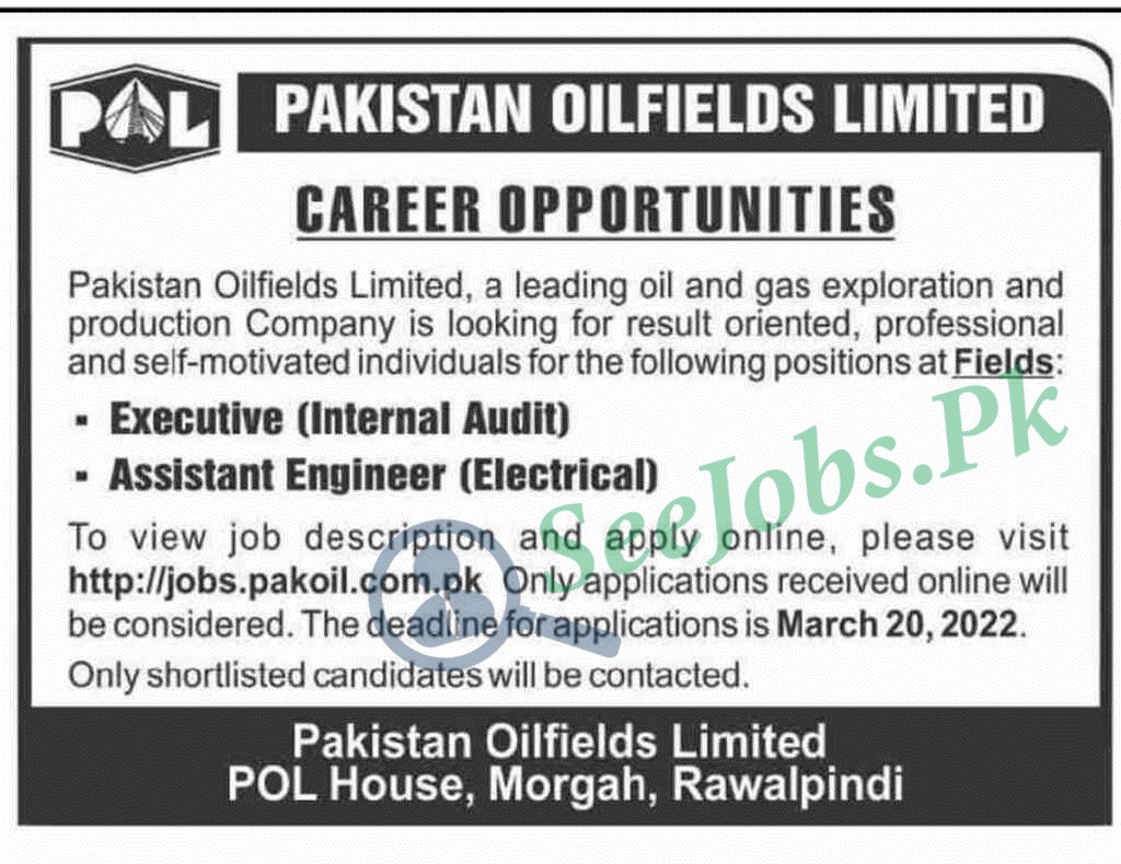 Pakistan Oilfields Limited POL Jobs 2022