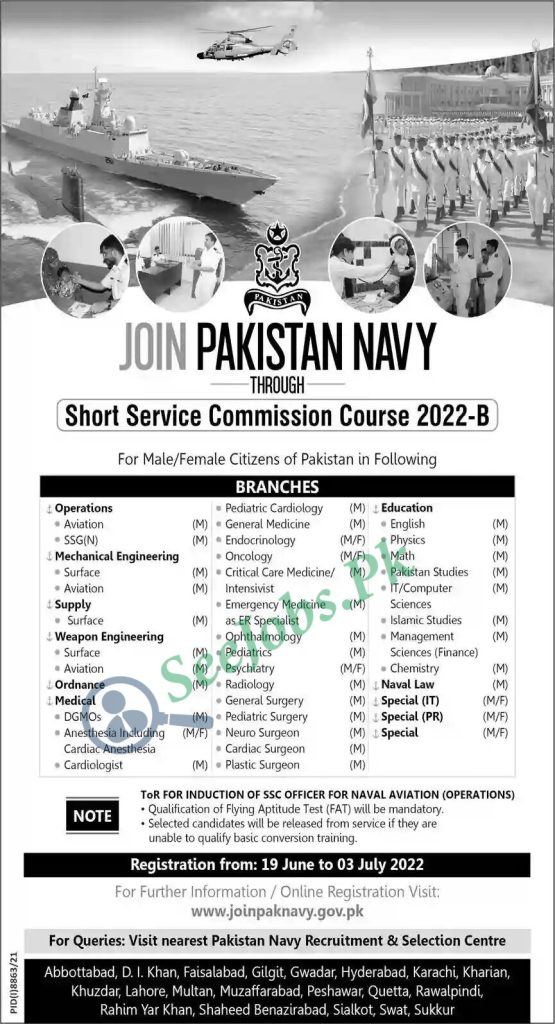 Join Pakistan Navy Jobs 2022 through SSC Joinpaknavy.gov.pk
