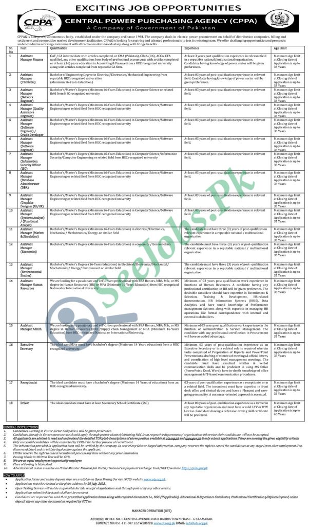 Central Power Purchasing Agency CPPA Jobs
