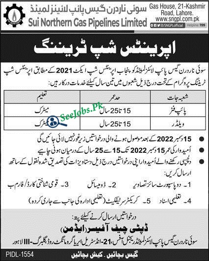 Sui Northern Gas Pipelines Limited sngpl Jobs 2022 Apprenticeships