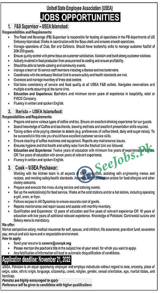 United State Employee Association USEA new Jobs 2022