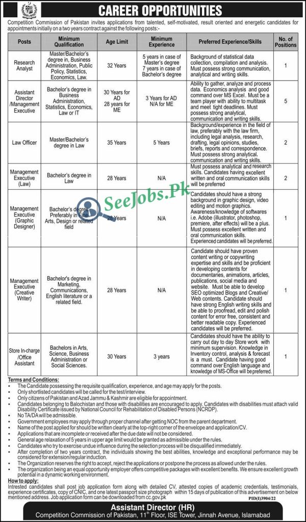 Competition Commission of Pakistan CCP Jobs 2023