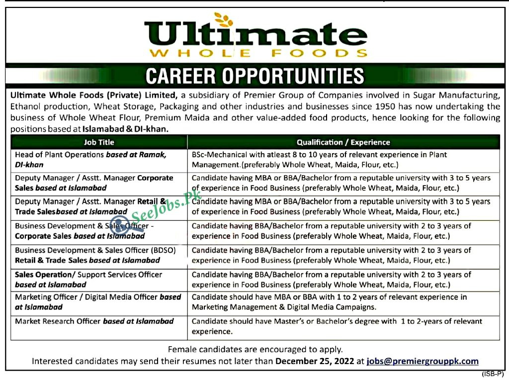 Ultimate Whole Foods Private Limited new Jobs 2022